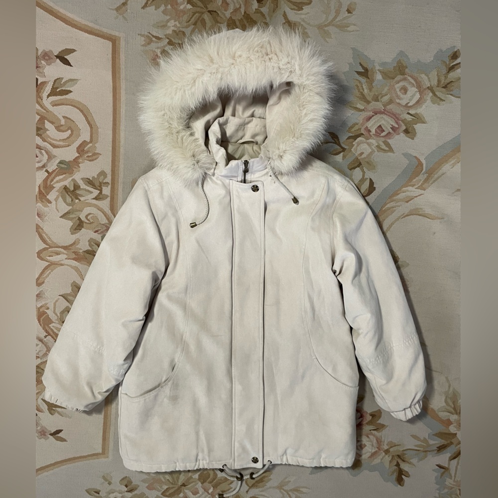 Worthington cream Puffer Jacket with Fur Hood - Picture 1 of 11
